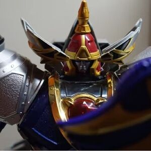 Power Ranger Blue and Silver Action Figure with Gold Accents